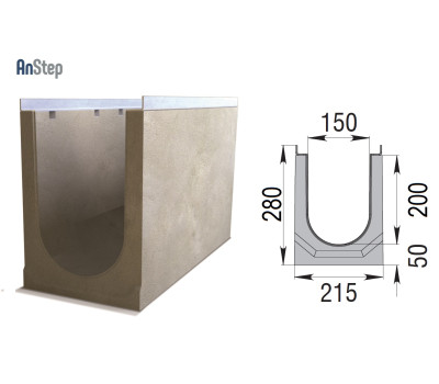 Бетонный лоток ЛВК М Light 150 № 10/0