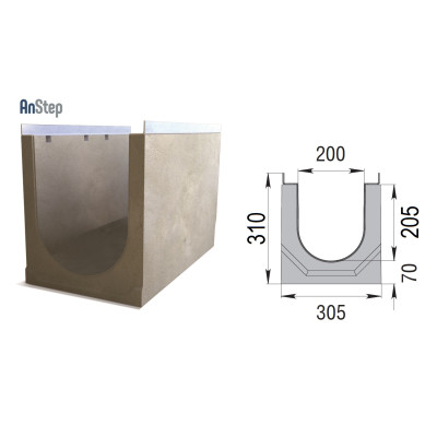 Лоток бетонный ЛВК М Light 200 № 0/0