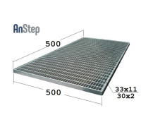 Решетчатый настил P 33х11/30х2 Zn 500х500 мм